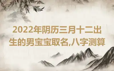 2022年阴历三月十二出生的男宝宝取名,八字测算