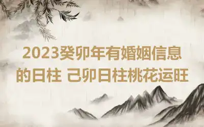 2023癸卯年有婚姻信息的日柱 己卯日柱桃花运旺