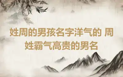 姓周的男孩名字洋气的 周姓霸气高贵的男名