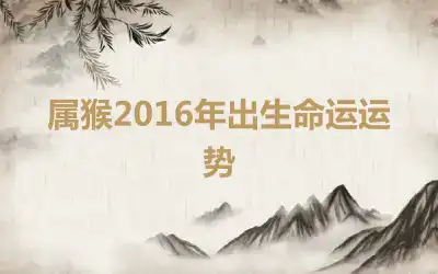 属猴2016年出生命运运势