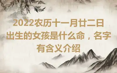 2022农历十一月廿二日出生的女孩是什么命，名字有含义介绍