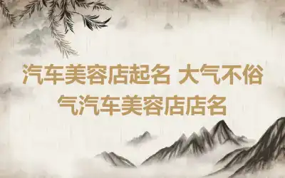 汽车美容店起名 大气不俗气汽车美容店店名