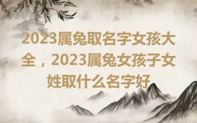 2023属兔取名字女孩大全，2023属兔女孩子女姓取什么名字好