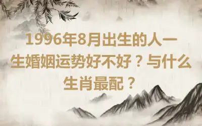 1996年9月出生的人一生婚姻运势好不好？与什么生肖最配？