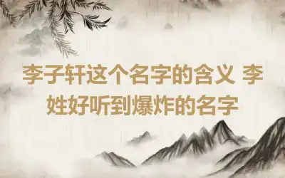 李子轩这个名字的含义 李姓好听到爆炸的名字