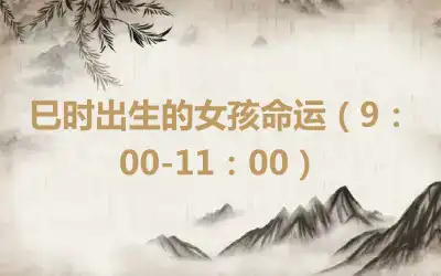 巳时出生的女孩命运（9：00-11：00）