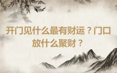 开门见什么最有财运？门口放什么聚财？