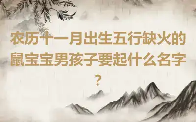 农历十一月出生五行缺火的鼠宝宝男孩子要起什么名字？
