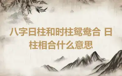 八字日柱和时柱鸳鸯合 日柱相合什么意思