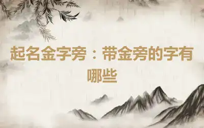 起名金字旁：带金旁的字有哪些