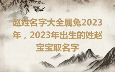 赵姓名字大全属兔2023年，2023年出生的姓赵宝宝取名字