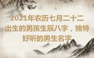 2021年农历七月二十二出生的男孩生辰八字，独特好听的男生名字