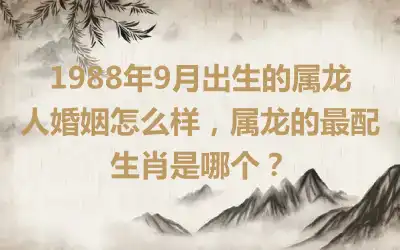 1988年9月出生的属龙人婚姻怎么样，属龙的最配生肖是哪个？