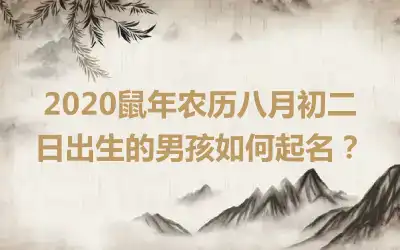 2020鼠年农历八月初二日出生的男孩如何起名?