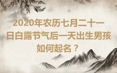 2020年农历七月二十一日白露节气后一天出生男孩如何起名？