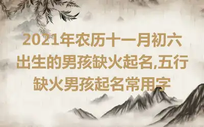2021年农历十一月初六出生的男孩缺火起名,五行缺火男孩起名常用字