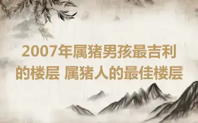 2007年属猪男孩最吉利的楼层 属猪人的最佳楼层