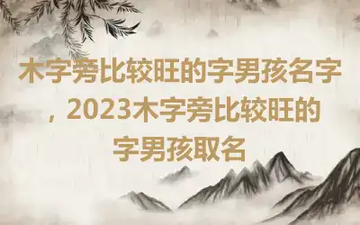 木字旁比较旺的字男孩名字，2023木字旁比较旺的字男孩取名