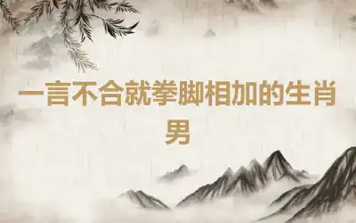 一言不合就拳脚相加的生肖男