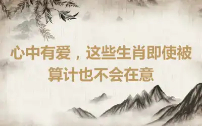 心中有爱，这些生肖即使被算计也不会在意